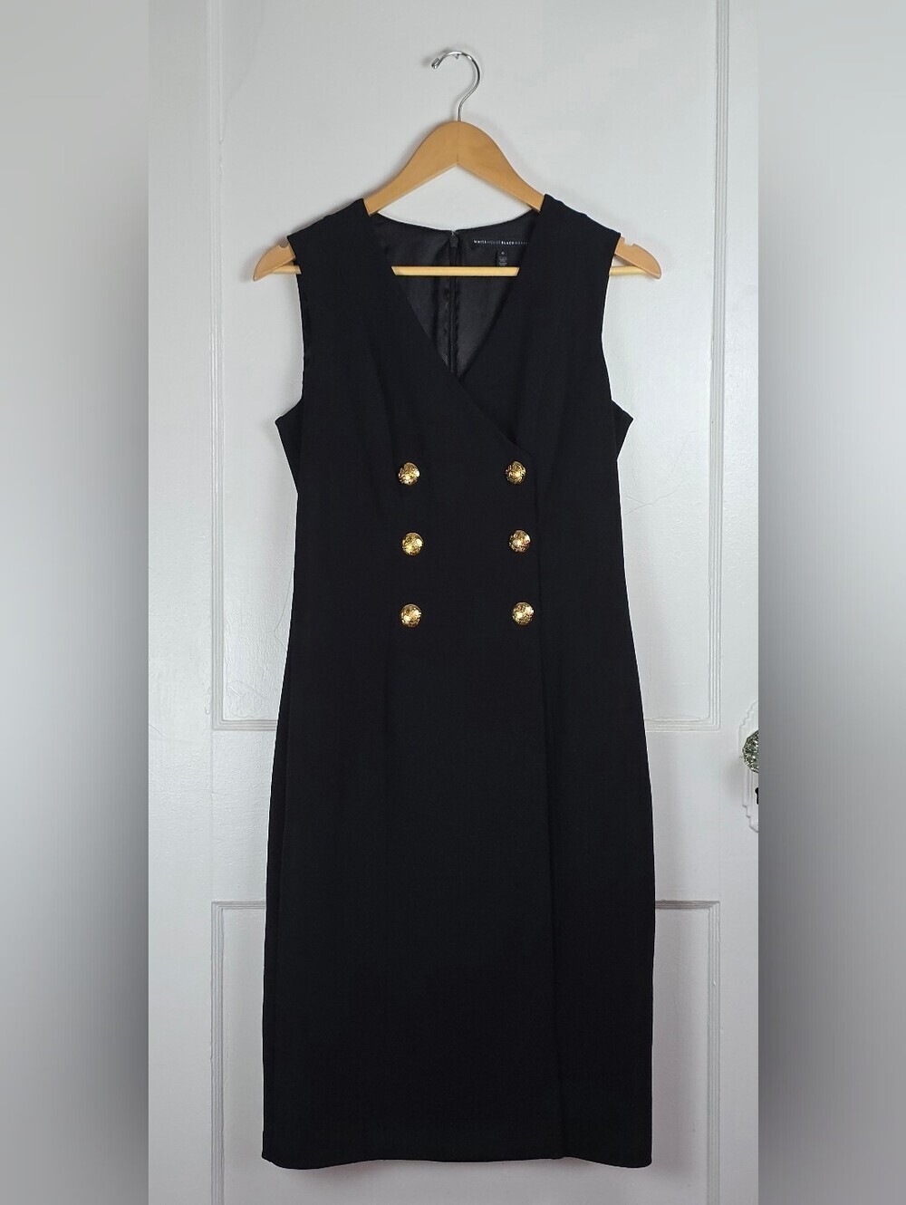 White House Black Market Classic Sleeveless Black Sheath Dress Like New 6